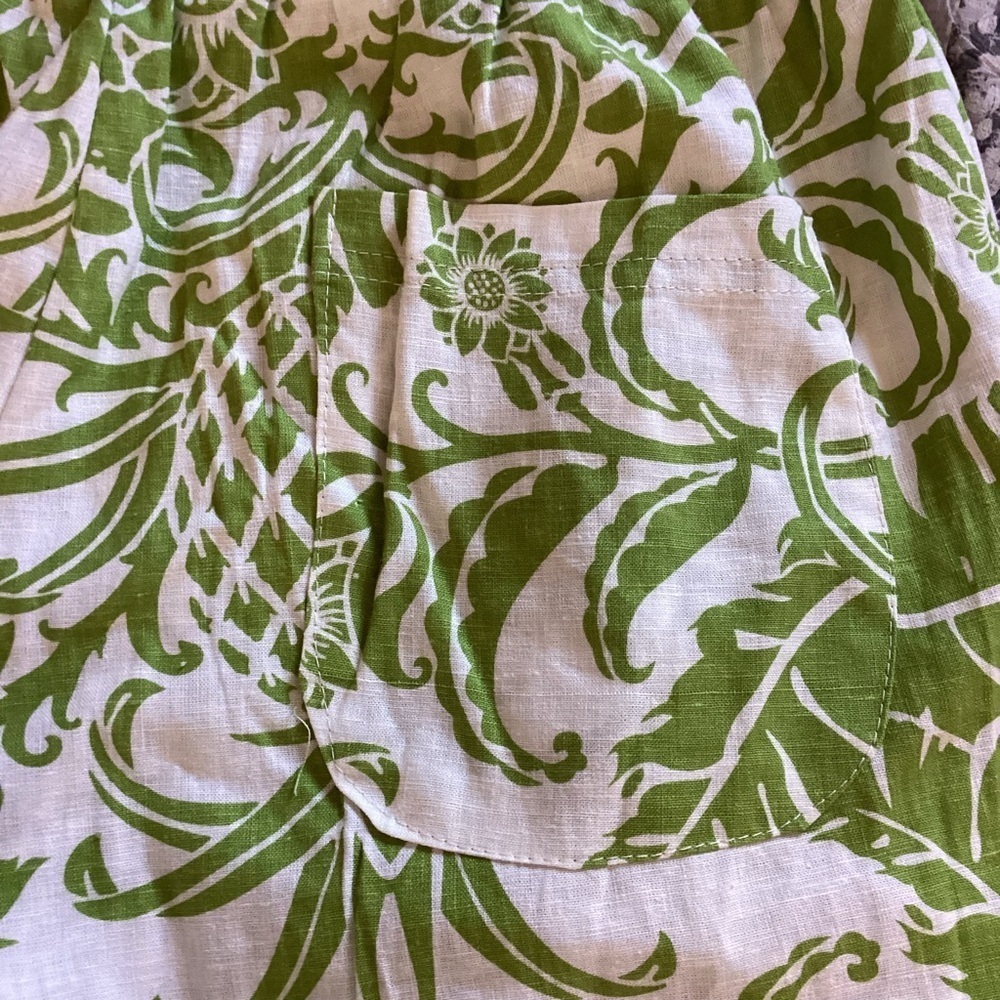 Rachel Zoe NWT Leafy Green and White print Linen Blend Joggers Size XS - Picture 11 of 12